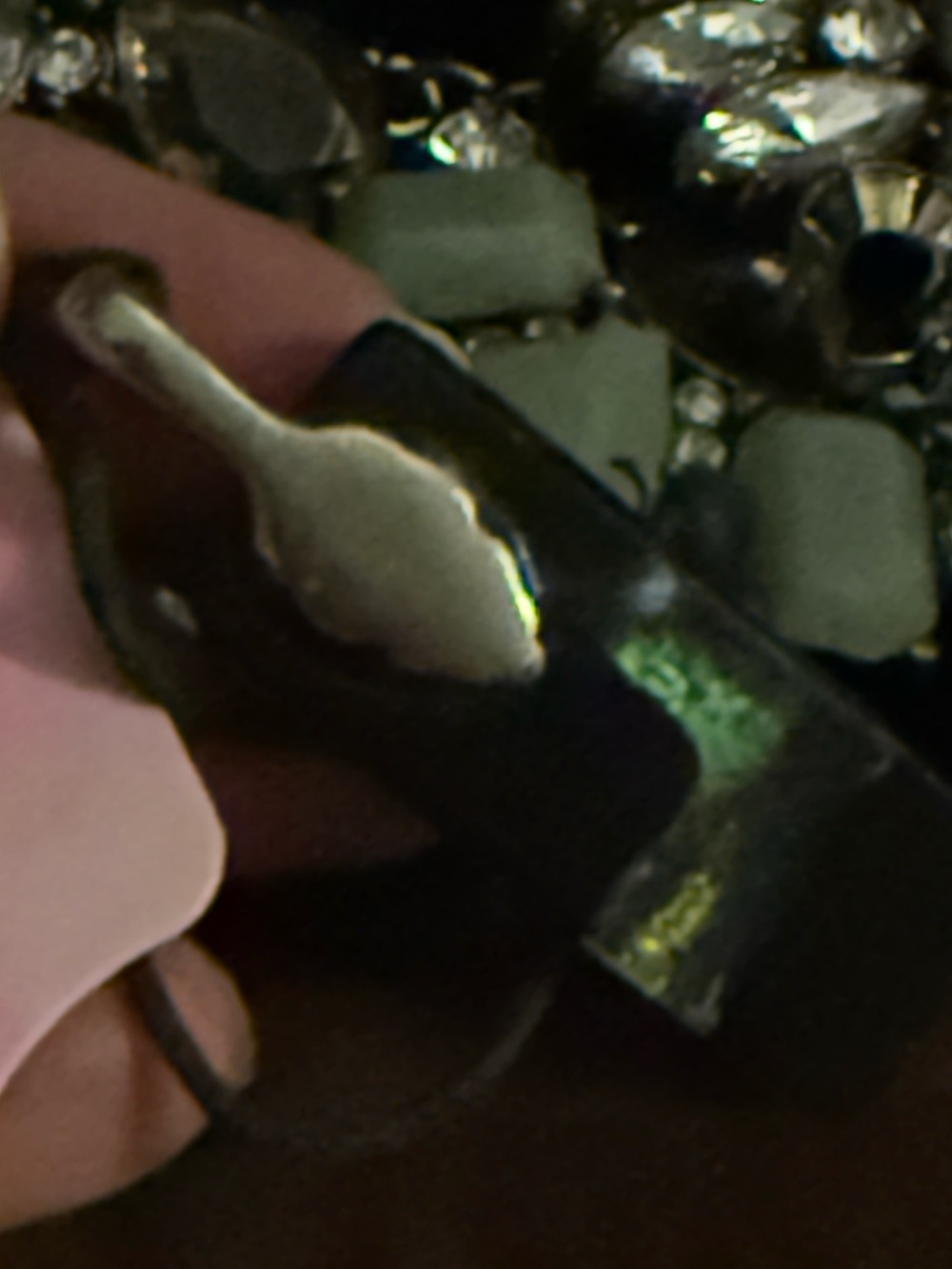 Black and Green Glass Necklace with Sterling Silver Accent